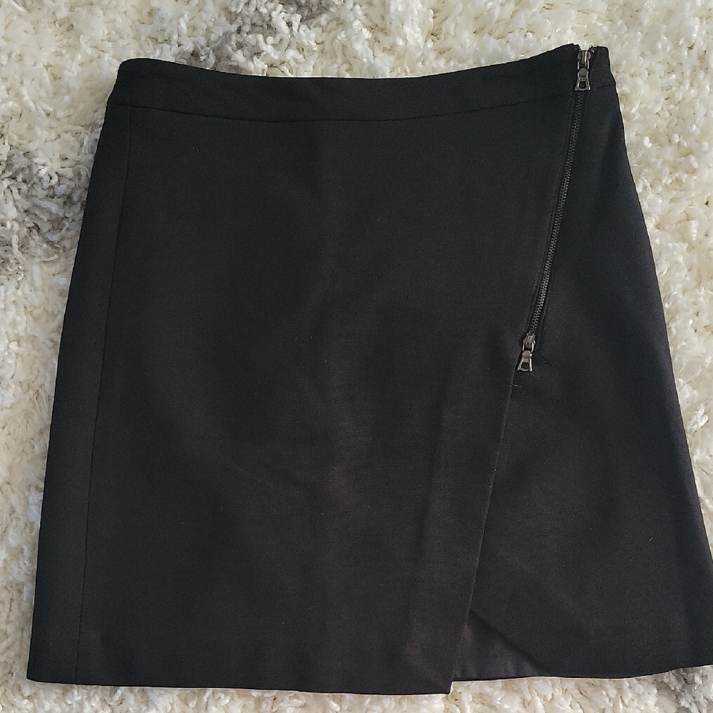 Mercer & Madison Black Asymmetrical Wrap Mini Skirt